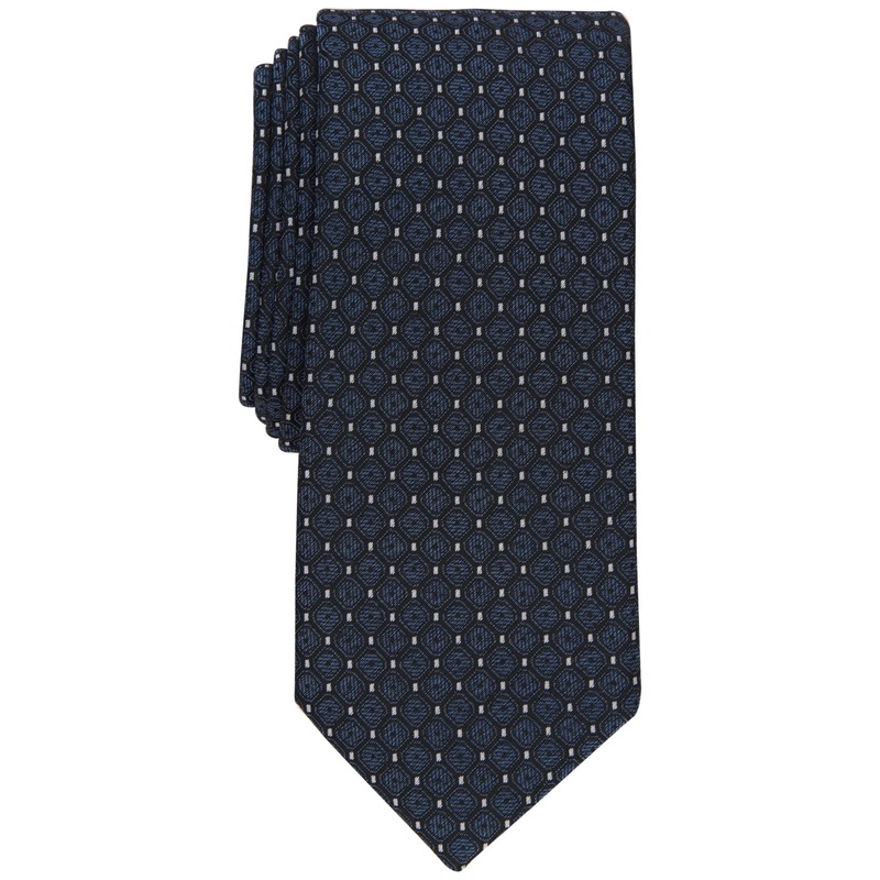 Alfani Mens Morgan Slim Tie Dark Navy Blue Necktie