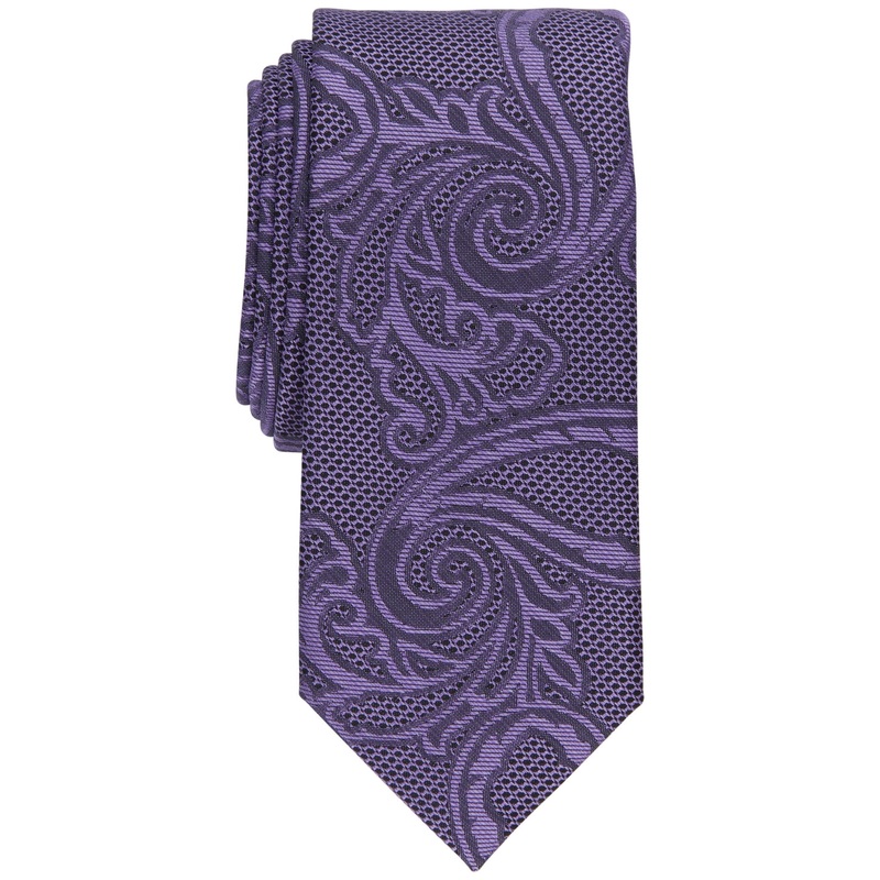 Alfani Mens Slim Necktie Paisley Purple Tie OS
