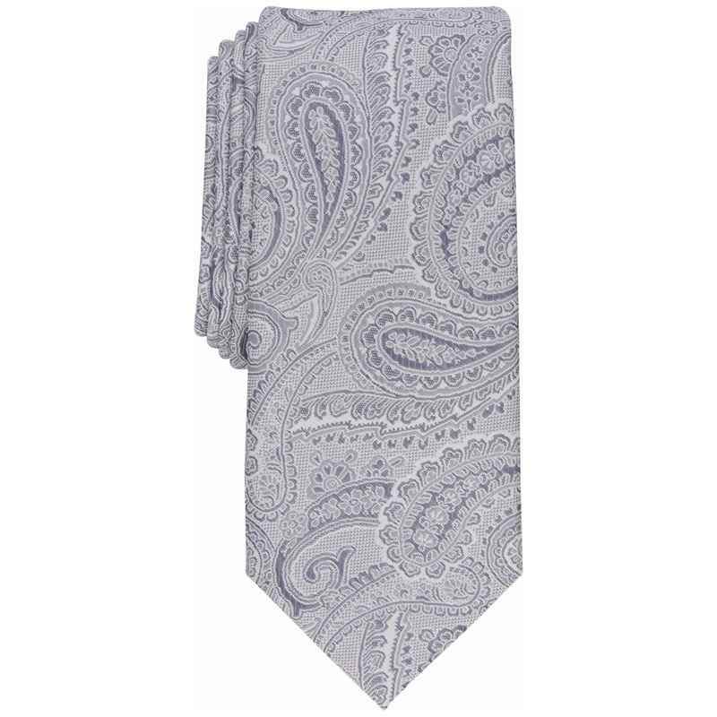 Alfani Mens Slim Paisley Tie Charcoal OS Necktie