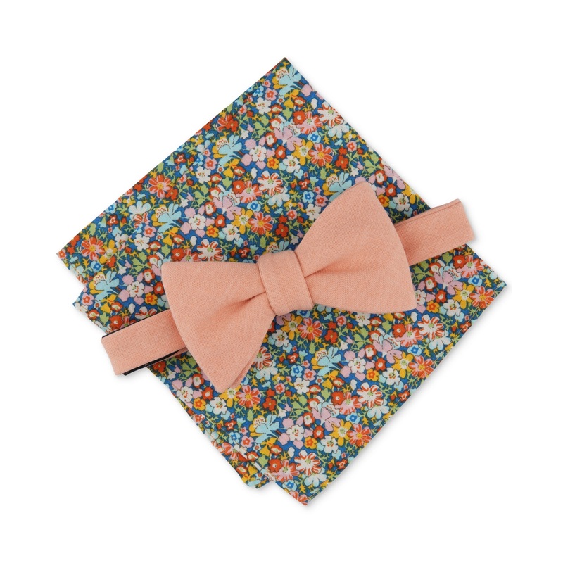 Bar III Mens Cooney Pre-Tied Solid Bow Tie Melon
