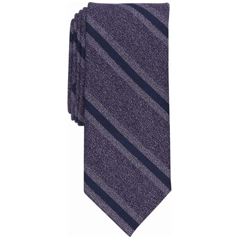 Bar III Mens Marlier Stripe Skinny Tie Purple