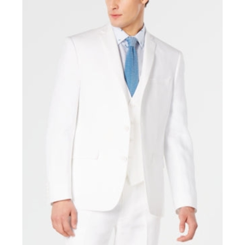 Bar Iii Mens Slim fit Suit Jacket Blazer 38 L White Solid