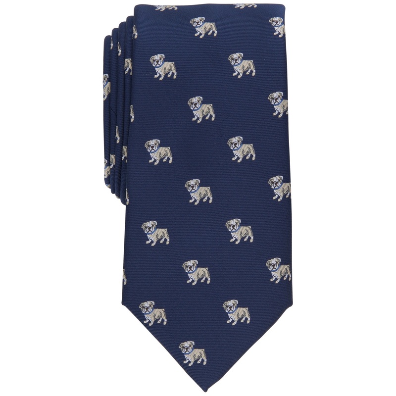 Club Room Mens Neat Necktie Navy Blue Bulldog Tie OS