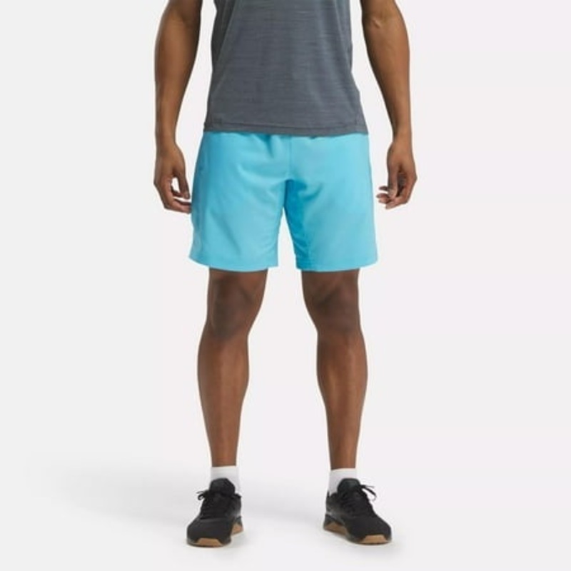 Reebok Men Regular fit Drawstring Shorts XL / 9 Blue Solid Moisture Wicking