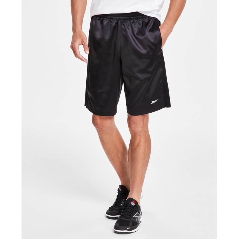Reebok Men Regular fit Satin Basketball Shorts Large / 9 Black Solid