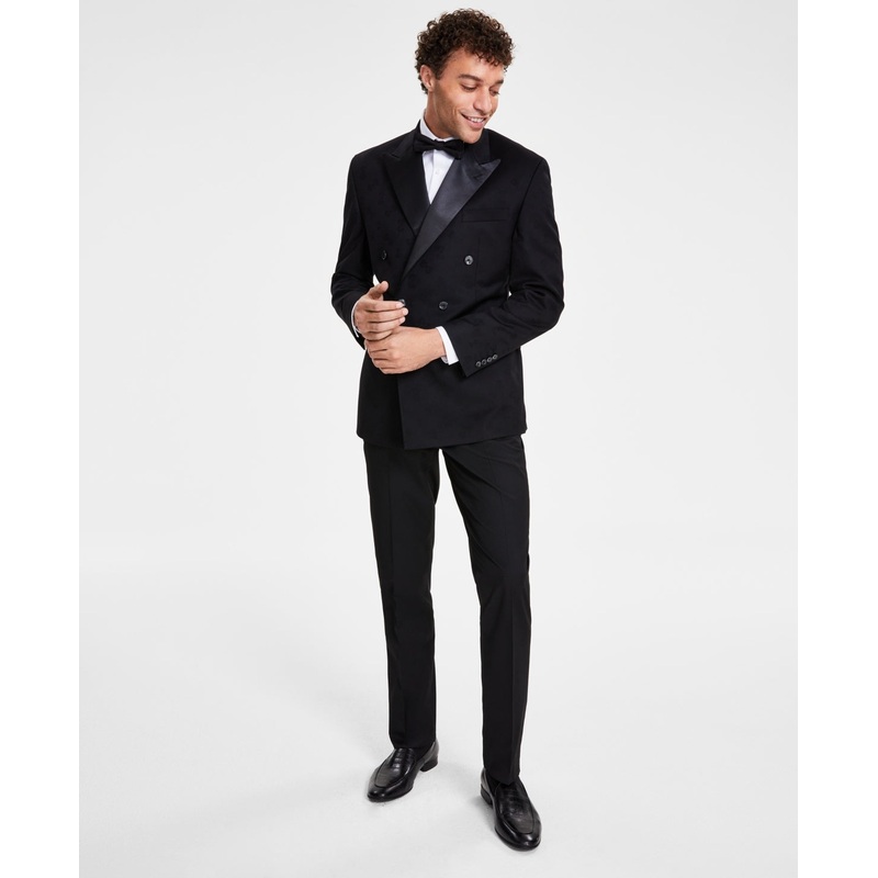 Tayion Collection Mens Classic fit Double Breasted Sport Coat Blazer 46 L Black