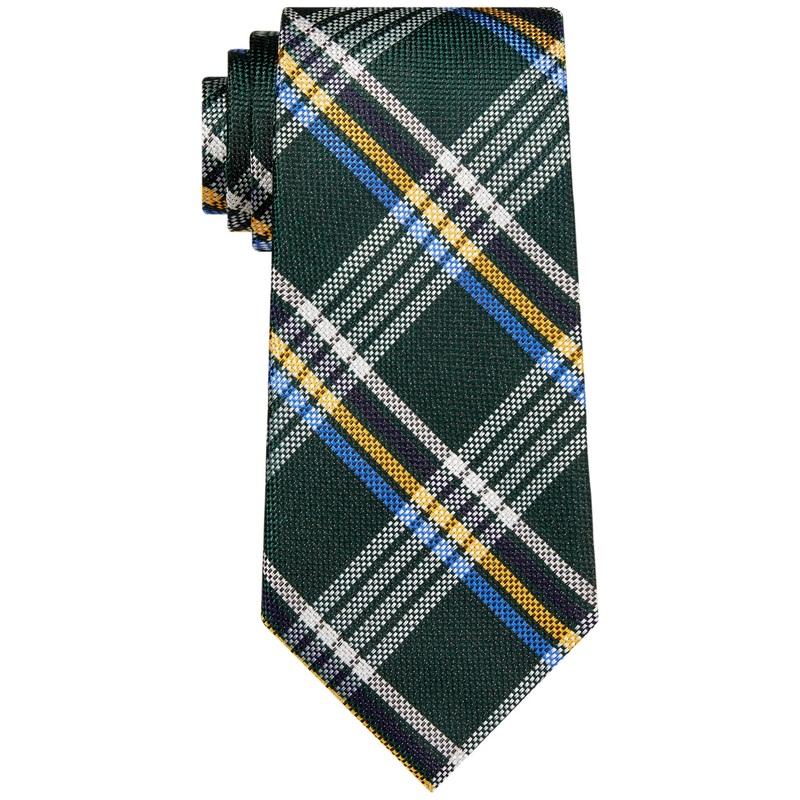 Tommy Hilfiger Men's Classic Plaid Tie Green OS