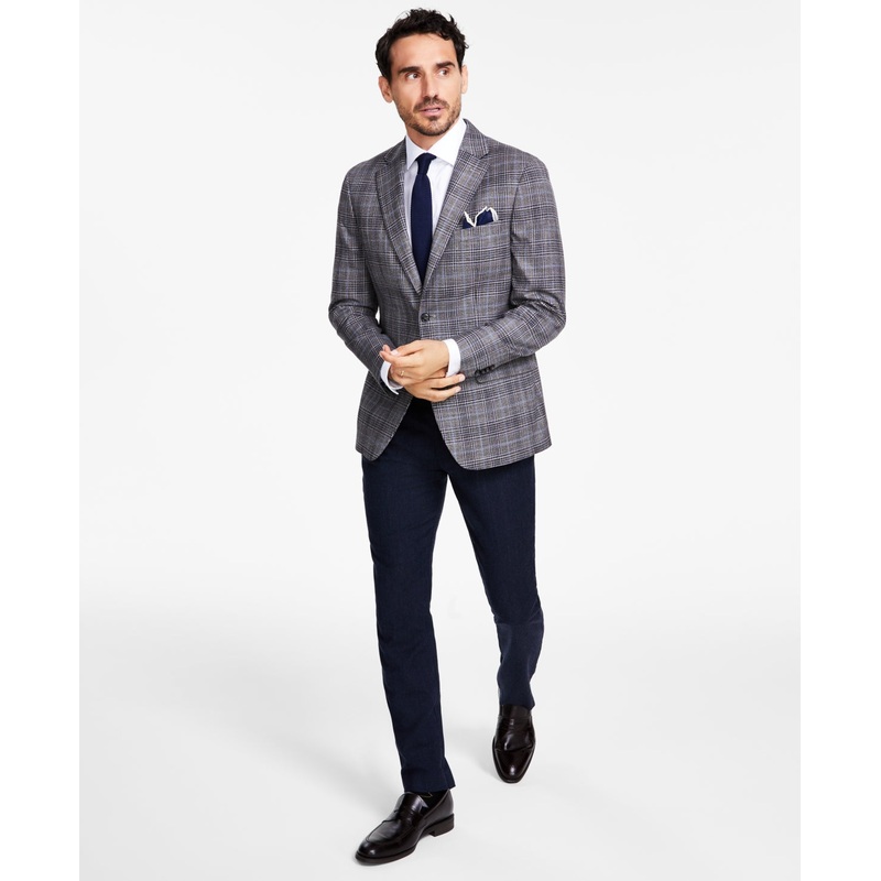 Tommy Hilfiger Mens Modern fit Sport Coat Blazer 48 R Grey Plaid